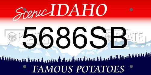 5686SB Idaho License Plate