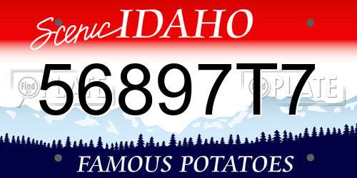 56897T7 Idaho License Plate