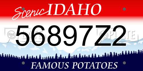 56897Z2 Idaho License Plate
