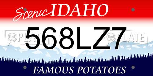 568LZ7 Idaho License Plate