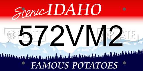 572VM2 Idaho License Plate
