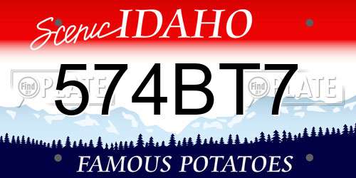 574BT7 Idaho License Plate