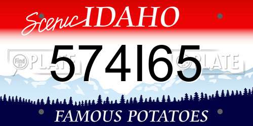 574I65 Idaho License Plate