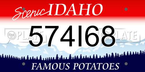 574I68 Idaho License Plate