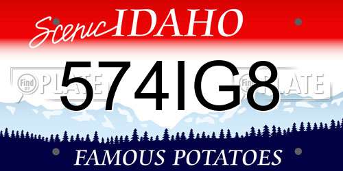 574IG8 Idaho License Plate