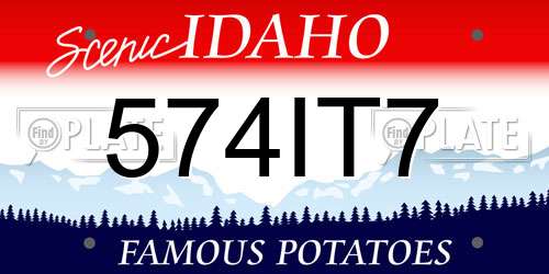 574IT7 Idaho License Plate