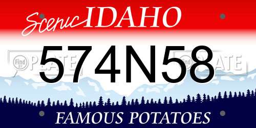 574N58 Idaho License Plate