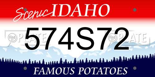 574S72 Idaho License Plate