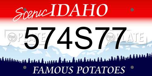 574S77 Idaho License Plate