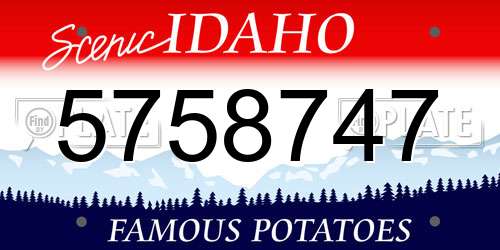 5758747 Idaho License Plate