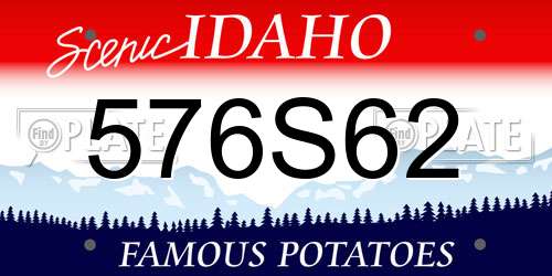 576S62 Idaho License Plate