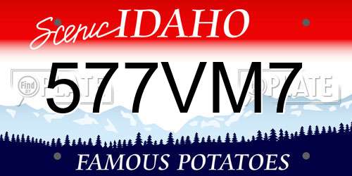 577VM7 Idaho License Plate