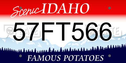 57FT566 Idaho License Plate