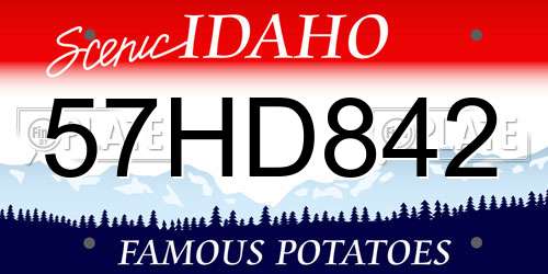 57HD842 Idaho License Plate