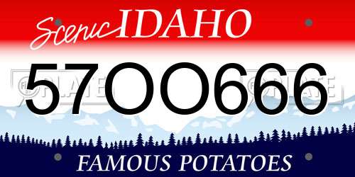 57OO666 Idaho License Plate