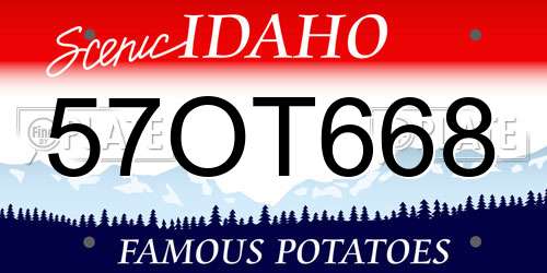 57OT668 Idaho License Plate
