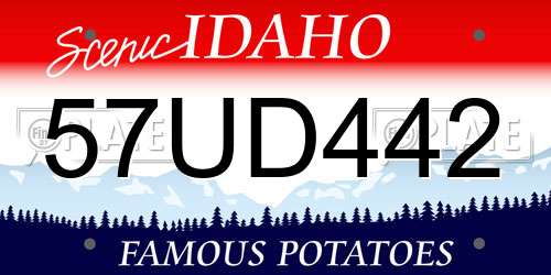 57UD442 Idaho License Plate