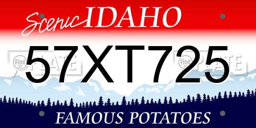 57XT725 Idaho License Plate