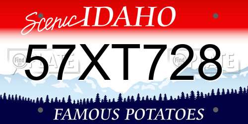 57XT728 Idaho License Plate