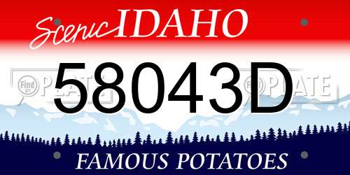 58043D Idaho License Plate