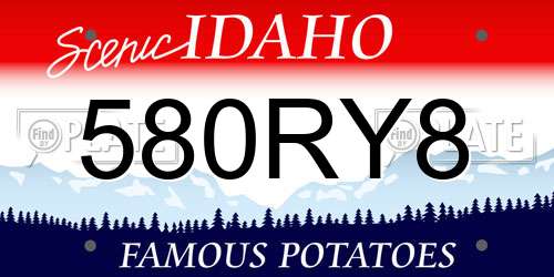 580RY8 Idaho License Plate