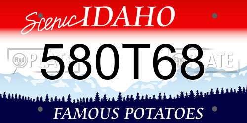 580T68 Idaho License Plate