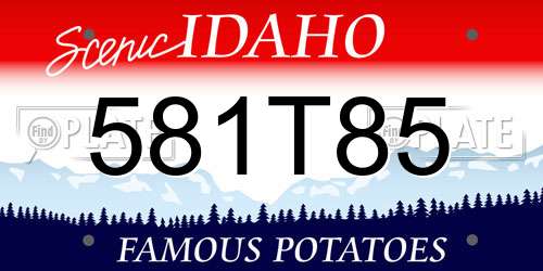 581T85 Idaho License Plate