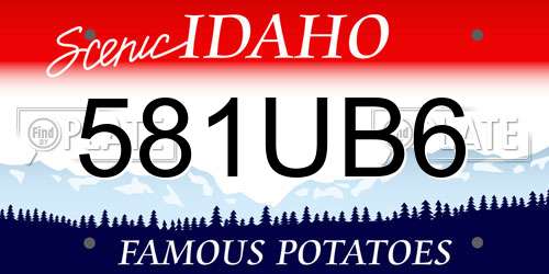 581UB6 Idaho License Plate