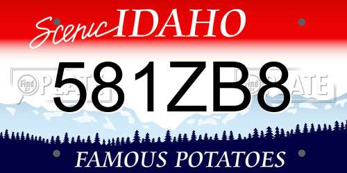 581ZB8 Idaho License Plate