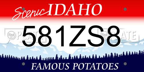 581ZS8 Idaho License Plate