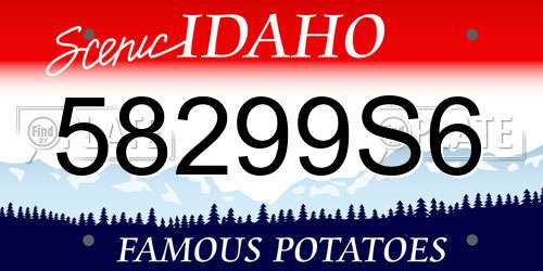 58299S6 Idaho License Plate
