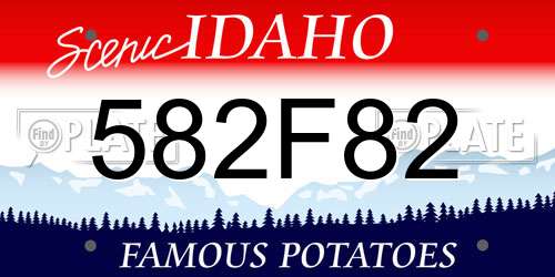 582F82 Idaho License Plate