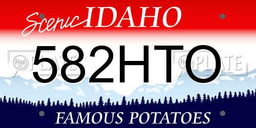 582HTO Idaho License Plate