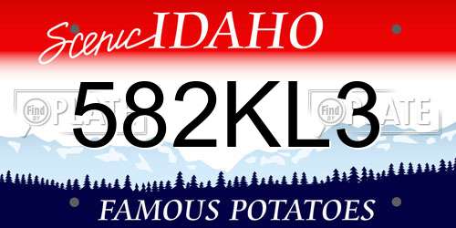 582KL3 Idaho License Plate