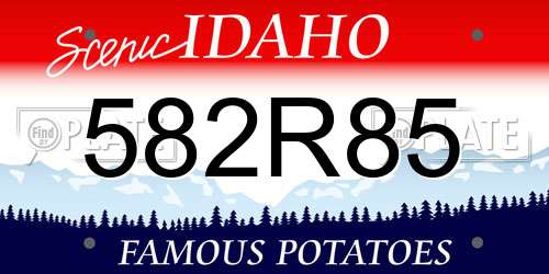 582R85 Idaho License Plate