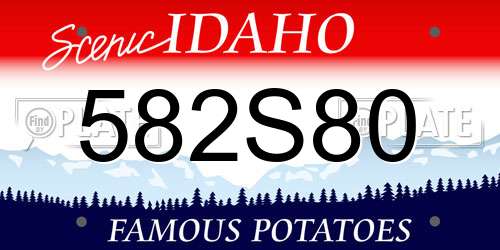 582S80 Idaho License Plate