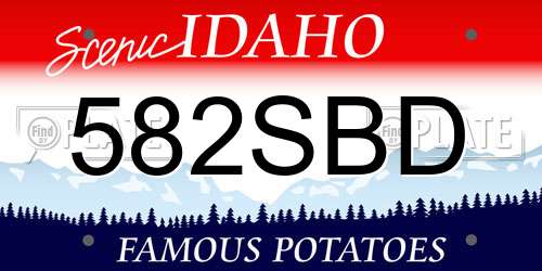 582SBD Idaho License Plate