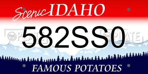 582SS0 Idaho License Plate