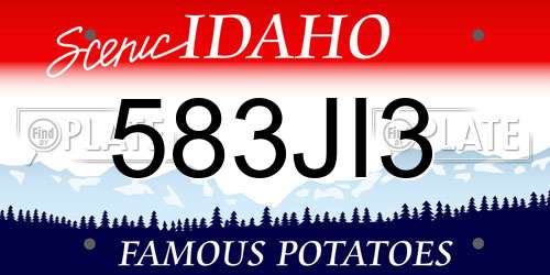 583JI3 Idaho License Plate