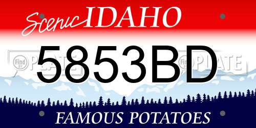 5853BD Idaho License Plate