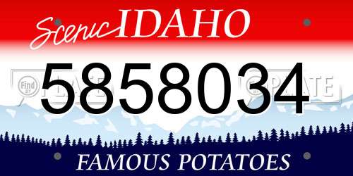 5858034 Idaho License Plate