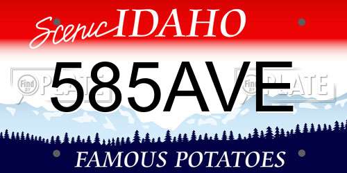 585AVE Idaho License Plate