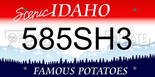 585SH3 Idaho License Plate