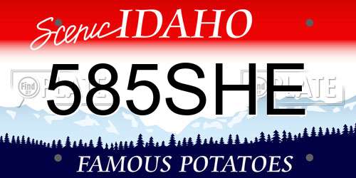 585SHE Idaho License Plate