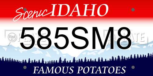 585SM8 Idaho License Plate