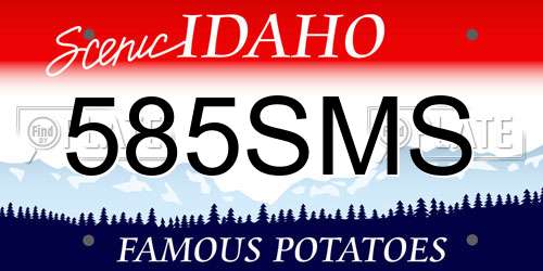 585SMS Idaho License Plate