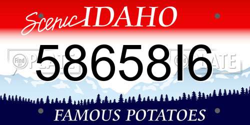 58658I6 Idaho License Plate
