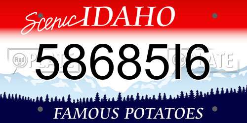 58685I6 Idaho License Plate