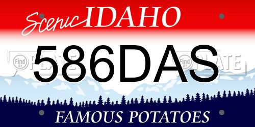 586DAS Idaho License Plate
