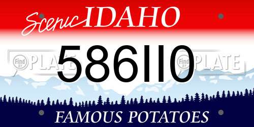 586II0 Idaho License Plate
